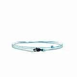 Made by Nami Dünnes Wickel-Armband Herren & Damen mit Karabiner-Haken Verschluss Handmade - Maritimer Surfer Schmuck - Minimalistisches Stoff-Armband - 100% Wasserfest & verstellbar (Hellblau Schwarz)