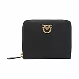 Pinko Taylor Zip Around Seidenkalbsleder, Reisezubehör Damenhandtasche, Schwarz, Einheitsgröße, Z99q_schwarz-Antique Gold, 13