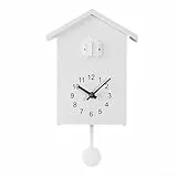 Zilimontt Moderne Kuckucksuhr, Stimmen, Anruf, Vogelhaus, Wandkunst, Zuhause, Wohnzimmer, Büro, Dekoration, 25 x 20 x 15 x 9 cm (weiß), 1 Stück