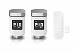 Bosch Smart Home Erweiterungsset Heizen, 2X smarte Heizkörperthermostate, 1x Tür-/Fensterkontakt II, Sensor zum energieeffizienten Heizen, kompatibel mit Amazon Alexa, Apple HomeKit, Google Home