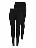 ONLY Damen Onllive Love New 2-Pk Noos Leggings, Schwarz (Black Pack: Black and Black), W(Herstellergröße: XL) (2er Pack)