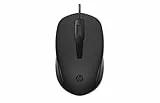 HP 150 Kabelgebundene USB-Maus – Ergonomisch, 3 Tasten, 1600 dpi, optischer Sensor, beidhändig nutzbar, Plug & Play, für Windows 7/8/10, Schwarz