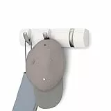 Umbra Flip 3 Garderobenhaken – Moderne, Schlichte und Platzsparende Garderobenleiste mit 3 Beweglichen Haken für Jacken, Mäntel, Schals, Handtaschen und Mehr, Weiss/Nickel