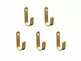 BoBoU 5 Stück Wandhaken aus massivem Messing 40×18×8 mm, gebürstet matt, Garderobenhaken zum Schrauben, Kleiderhaken für Flur, Bad, Küche, auch für Schlüssel geeignet