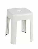 WENKO Hocker Mod. Alaska, Badhocker aus stabilem Kunststoff, belastbar bis 250 kg, Duschhocker, hochwertiger Badsitz mit Anti-Rutsch Füßen, 37 x 45,5 x 37 cm, Weiß