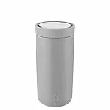 Stelton To-Go Click - Thermobecher, doppelwandige Isolierflasche - Rostfreier, auslaufsicherer Kaffeebecher/Teebecher mit Smart-Click-Deckel - Heiße & kalte Getränke - 0,4 Liter, Soft Light Grey