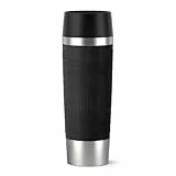 Emsa Travel Mug Classic Grande Thermobecher, 500 ml, Isolierbecher hält 6h heiß, 12h kalt, auslaufsicher, Quick-Press-Verschluss, 360 Grad-Trinköffnung, Kaffeebecher to go, Schwarz, 515615