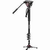 Manfrotto Video Monopod XPRO+, Kamera- und Videostativ mit Videokopf, 4-Segment-Ausführung in Aluminium mit Fluid Base, Fotografie-Zubehör für Content Creation, Video und Vlogging