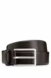 BOSS Herren Erman-L Sz35 Gürtel aus italienischem Leder mit Metalldetails in gebürsteter Silber-Optik Dunkelbraun 85