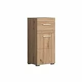 trendteam smart living - Amanda - Kommode - Eiche - Nachtkonsole - (BxHxT) 37 x 79 x 31 cm - 1 Tür mit moderner Fräsung und 1 Schublade - universell einsetzbarer Schrank - Kratzfest