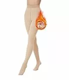 FOTOCITI Thermo Strumpfhose Damen Winter Gefütterte Strumpfhose mit Fleece Bauchweg Warme Gefälschte Durchscheinend Thermostrumpfhosen Dicke Plüsch Pantyhose(Hautfarben, M)