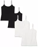 Amazon Essentials Damen Slim-fit Camisole 4er-Pack Schwarz/Weiß, Medium