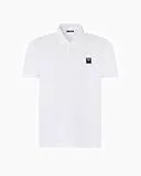 EMPORIO ARMANI Herren Satin Label Polo Beachwear Polohemd, Weiß, Large