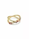 SINGULARU - Ring Estellar Cross. Messing mit 18K vergoldung und Kubisches Zirkonoxid. Schmuck für Damen. Ringgröße 56.