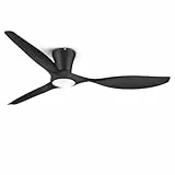 ocioc Deckenventilator mit Licht, leise, LED Lampe, 132cm, 6 Stufen, 3CCT dimmbar, Fernbedienung, Sommer/Winter Betrieb, für Wohnzimmer, Schlafzimmer, Büro, Garten Terrasse, Schwarz