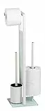 WENKO Stand WC-Garnitur Mod. Rivalta, mit Toilettenpapierhalter und WC-Bürstenhalter, lackierter Stahl, 23 x 70 x 18 cm, Weiß