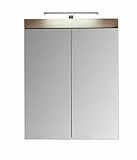 trendteam smart living - Spiegelschrank inkl. Beleuchtung - Bad - Amanda - Aufbaumaß (BxHxT) 60 x 77 x 17 cm - Farbe Weiß Hochglanz mit Asteiche - 139340607