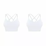 Klassische BHS für Damen 2er Set Damen Sport-BHS mit Polsterung für Yoga Workout Fitness eng anliegende Cropped Tops weichem Material 2Stücke (Weiß, XL)
