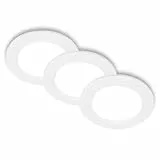 BRILONER - 3er Set LED Einbaustrahler 230V flach, neutralweißes Licht, je 6W 660lm, LED Spot, Deckenspots, Spots 230V, Einbauleuchten, Einbauspots, Deckenstrahler, 68mm, 120x28mm (DxH), Weiß
