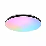 Brilliant LED Deckenleuchte Livio, 2400 Lumen, 3000-6500 K, Ø 38,5cm, dimmbar, digitales RGB, Nachtlicht, Timer, Fernbedienung, Kunststoff, weiß, schwarz, ideal für Wohnzimmer, Flur, modern