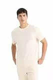DeFacto Herren Basic T-Shirt - Klassisches T-Shirt für Männer Ecru L