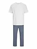 JACK&JONES Herren JACBACIS Tee and Woven Pants GIFTBOX Schlafanzug, White/Pack:Pants Blue/White Stripes, XL
