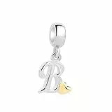 Symretie Damen 925 Sterling Silber Charm Anhänger Buchstaben B Beads Charms Kompatibel mit Europäischen Armbänder und Halskette