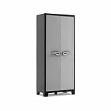 Keter Titan Kunststoffschrank, hoch, schwarz/grau, 80 x 44 x 182 cm, inkl. 4 Einlegeböden mit je 30kg Tragkraft, für drinnen und draußen, UV- und wasserbeständig, aus 70% recycelten Materialien
