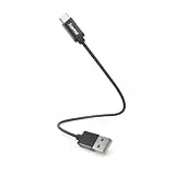 Hama USB 2.0 Kabel - USB-A Stecker auf USB-C Stecker, 0,2 m, 480 Mbit/s, Schnellladung, kompatibel mit Android, iPhone, Samsung