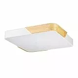 Relaxdays LED Deckenleuchte, Quadratische Deckenlampe, Holz & Metall, 36 W LED Lampe Flur, HBT 5 x 40 x 40 cm, Weiß
