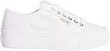 Calvin Klein Damen Vulcanized Sneaker Logo Tag mit Plateau, Weiß (Bright White), 39