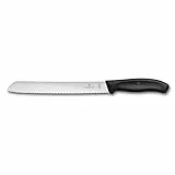 Victorinox Swiss Classic, Profi Brotmesser, Extra Scharfe Klinge, Wellenschliff, 21 cm, Robuster Kunststoffgriff, Rostfreier Stahl, schwarz