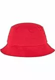 Flexfit Cotton Twill Bucket Hat - Unisex Anglerhut für Damen und Herren, einfarbig, mit patentiertem Band, Farbe Rot, one Size