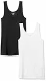 Amazon Essentials Damen Tanktop, Schmale Passform, 2er-Pack, Schwarz/Weiß, M