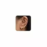 Halora 4 Pairs Creolen Ohrringe Gold Silber Set Klein Zirkonia Hoops Ohrringe Damen Schmuck Geschenke (Gold)