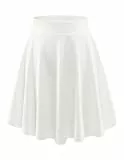 DRESSTELLS Rock Damen Knielang Weiß A-Linie Hohe Taille Midirock Silvesteroutfit Anime Faltenrock Karneval Tennis Rock White-Midi M