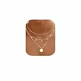 Chriscoco 3Pcs Kette Gold Damen Layering Halskette Damen Gold 14K Vergoldet Edelstahl Kette mit Coin Anhänger Wasserfest Einstellbare Goldkette Silberkette
