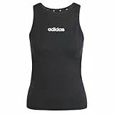 adidas Damen Essentials LINEAR Slim Cotton Tank, Black/White, S