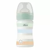Chicco Langsamer Fluss Babyflasche, weicher Silikonsauger, Soft Sense Finish, Anti-Antikolik, reduziert Aufstoßen und Reizbarkeit, Kunststoffflasche 150 ml, 0 Monate plus, Baby, hellblau