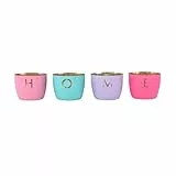 Windlicht Madras 4er Set XS mit Motiv Home, rosa türkis lila hot pink Eisen Höhe 4,5cm
