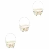 Cabilock 3 Stück Hochzeit Blumenkorb mit Griff Handgefertigter Rattan Aufbewahrungskorb Hellbraun für Blumenmädchen Hochzeiten und Dekoration