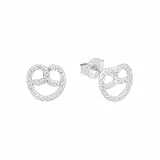 Amor Ohrstecker 925 Sterling Silber Damen Ohrschmuck, mit Zirkonia synth., 0,8 cm, Brezel, Kommt in Schmuck Geschenk Box, 2039222