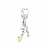Symretie Damen 925 Sterling Silber Charm Anhänger Buchstaben A Beads Charms Kompatibel mit Europäischen Armbänder und Halskette