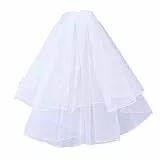 JJUNW 1 Stück Kurz Hochzeit Brautschleier, 55cm Weiß Brautschleier Tüll Braut Hochzeit mit Kamm Für Bachelorette Party Junggesellenabschied