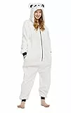 Loiahoer Sherpa Bär Onesie Kostüm Pyjama Unisex Erwachsene Halloween Cosplay Kostüm Neuheit Tier Weihnachten Pyjama Set für Familie & Paare,Weiß,XL