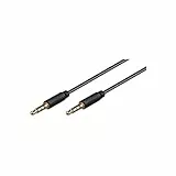 goobay Klinkenkabel 1.5m, 4-poliges AUX Kabel, 3.5mm Stecker auf Stecker, für Headset mit Mikrofon, Slim-Stecker, schwarz - 63828
