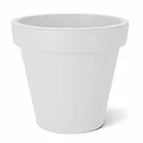Spetebo Kunststoff Pflanzkübel L groß - 48 cm/weiß - Blumenkübel rund für Außen und Innen - Garten Pflanztopf Blumentopf Pflanzgefäß Übertopf