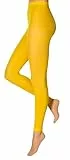 krautwear Damen Mädchen Leggins Leggings 60 den Karneval Fasching Kostüm schwarz rot rosa blau (normalgelb-L-XL)