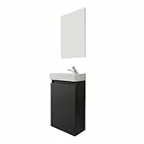 trendteam smart living - Champ - kompaktes Badmöbel-Set (WBU + Waschbecken + Spiegel) - Grau - (BxHxT) 40 x 60 x 21/39 x 60 x 2 cm - Kratzfest