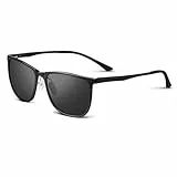 Glapeame Sonnenbrille Herren-Al-Mg-Sunglasses Men-Polarisiert Damen-Schwarze-Retro-Woman-Unisex Sonnenbrillen,A01-Schwarz